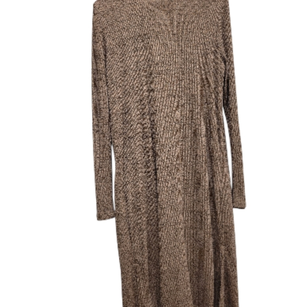 Guiliana Full Length Coat Sweater In Brown Tweed Knit Medium - Picture 3 of 8